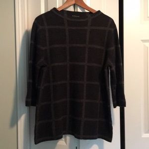 Eileen Fisher Black and Gray Check Windowpane Sweater
